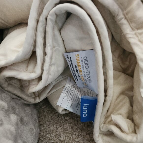Luna Weighted blanket 15 lb 60 x 80 Beige with Gray Reversible Cover Both New - Picture 4 of 11